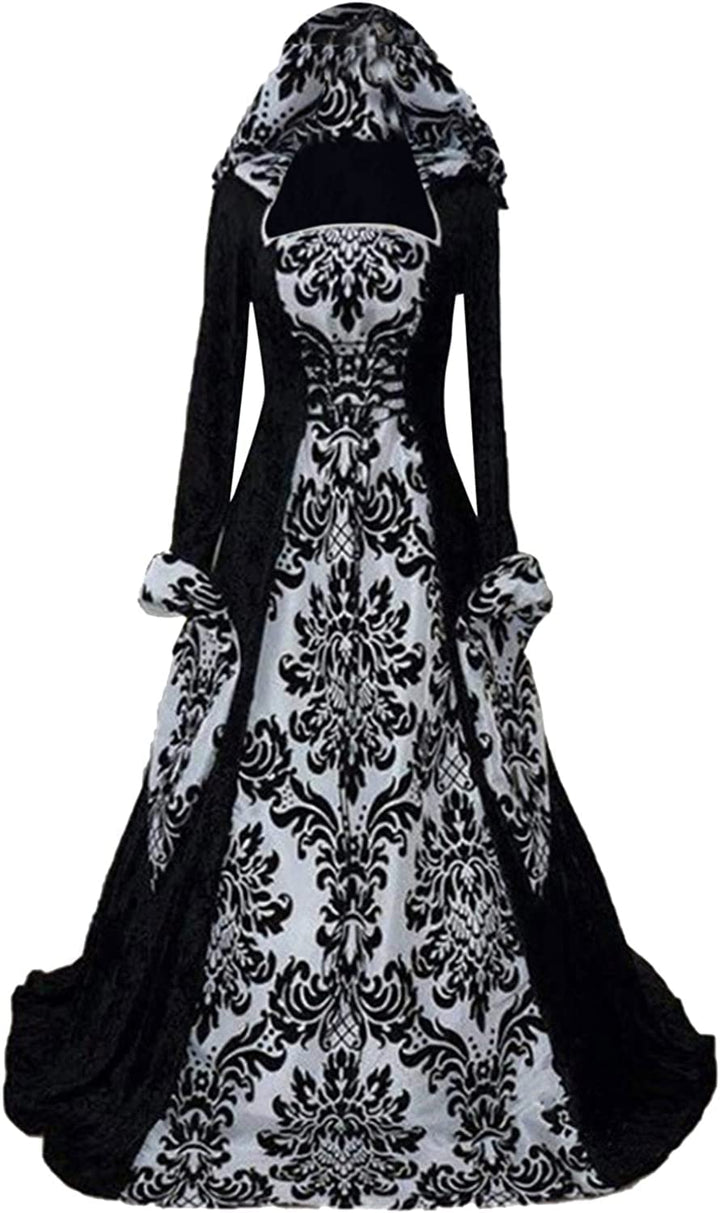 Damen Retro Mittelalter Kleid mit Trompetenärmel, Mittelalterliche Viktorianischen Königin Kleider R