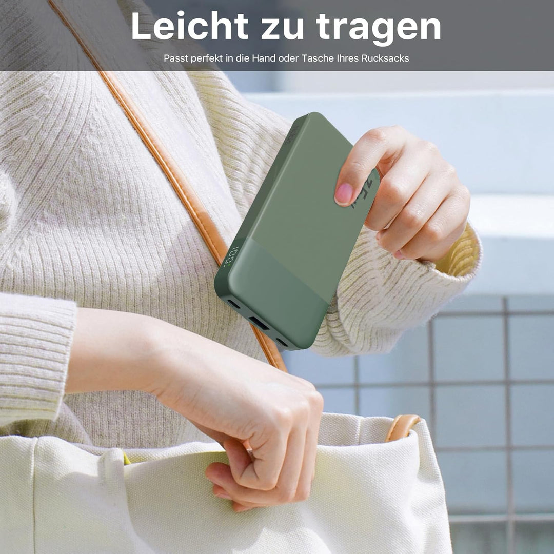 NOBIS 35W Power Bank 10000mAh, Externer Akku mit Digitalanzeige, USB C Ladegerät Schnellladen PD QC,
