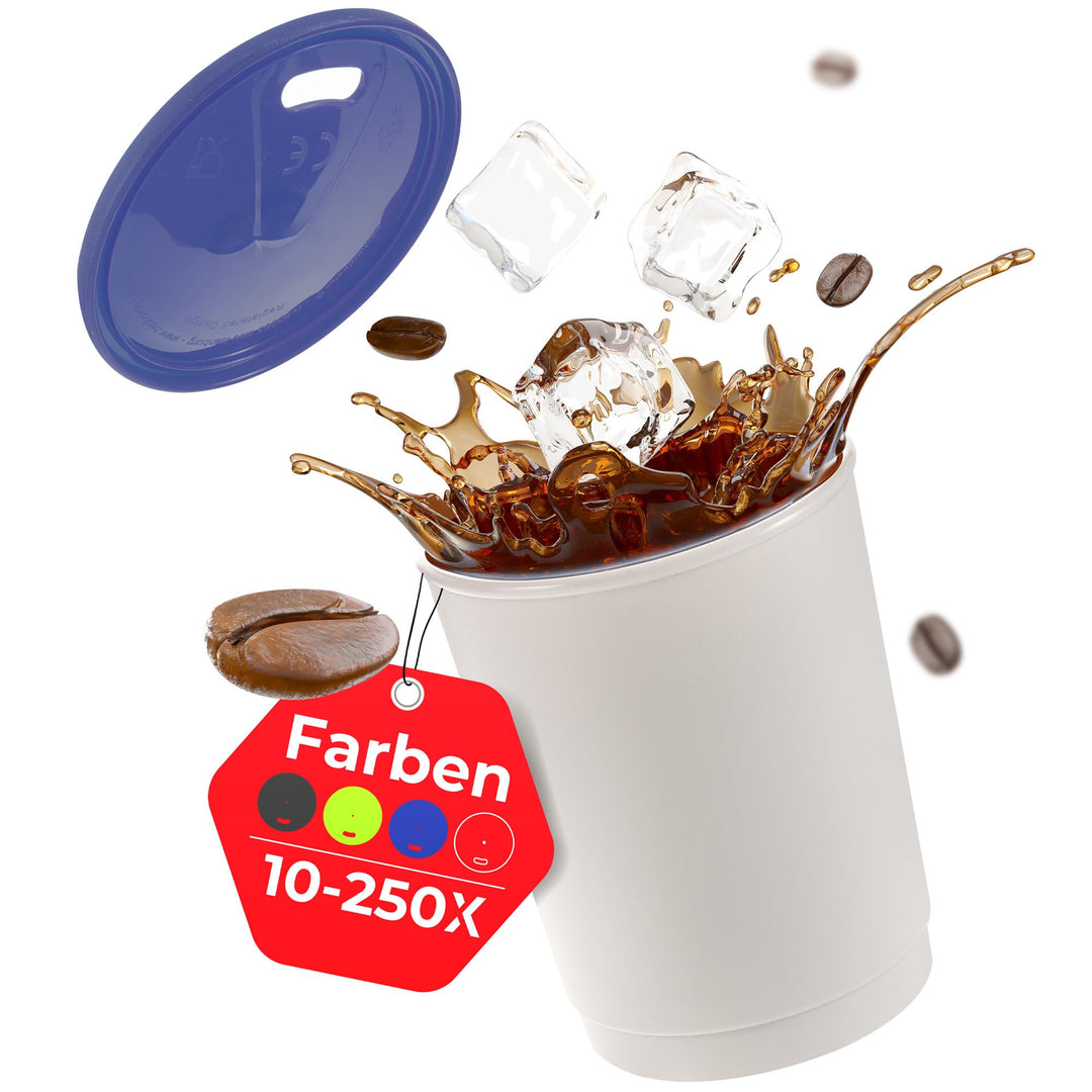 achilles Kaffeebecher mit Deckel, Kunststoffbecher, Mehrwegbecher, Trinkbecher, LFGB geprüft, spülma
