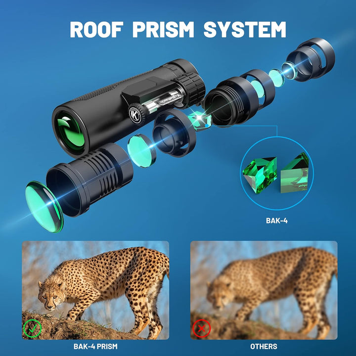 Fernglas Kylietech 12X 42 für Erwachsene, Wasserdicht Hochleistungs Ferngläser mit Tragegurt, Traget