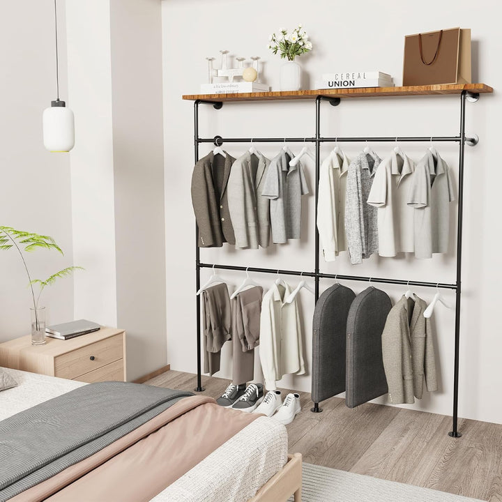 Kleiderstange Wandmontage,Offener Kleiderschrank System,203x220cm | Kleiderständer Industrial 300kgT