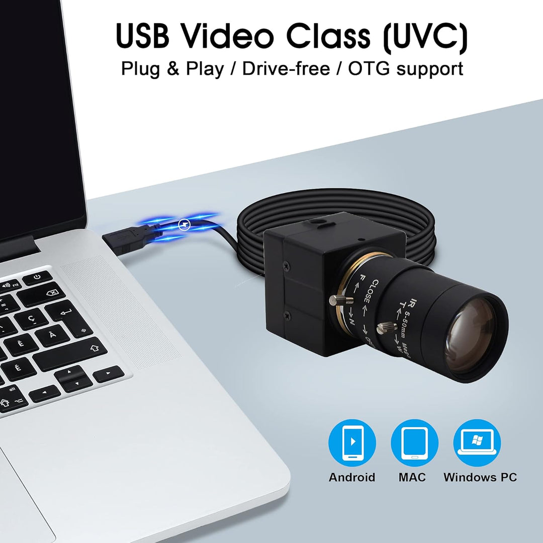 Svpro Webcam 4K UHD USB Kamera,10X Optischer Zoom Kamera mit 5-50mm Varifokalobjektiv, 3840x2160 Ult