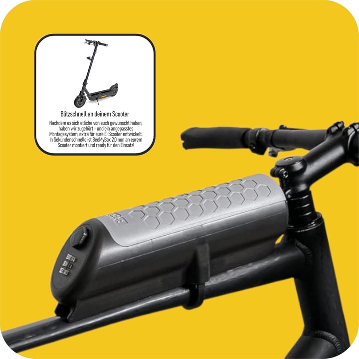 BeeMyBox® 2.0 Scooterbox abschliessbar | Integriertes Zahlenschloss | E-Roller Tasche Abschliessbar