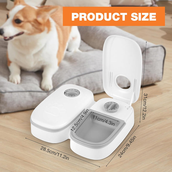 Futterautomat Katze, 700ML Automatischer Futterspender mit 48 Stunden Timer, rutschfeste Nassfuttera