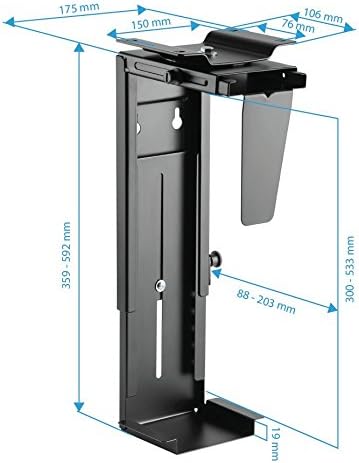 HumanCentric Verstellbare PC-Halterung und CPU-Halterung, PC-Halter unter dem Schreibtisch, Computer