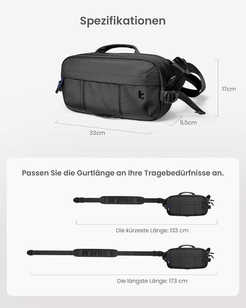 tomtoc Kompakt EDC Sling Bag, 5,5 Liter Slingtasche Brusttasche Bauchtasche Umhängetasche Schulterta