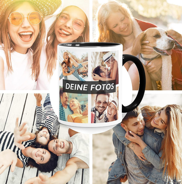 Tasse personalisiert Fotocollage Fototasse mit bis zu 5 Fotos persönliches Geschenk Kaffeetasse mit