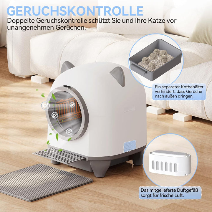 TRIUMPHKEY katzenklo Selbstreinigend, Automatische Katzentoilette 90L Grosse Fassungsvermögen mit AP