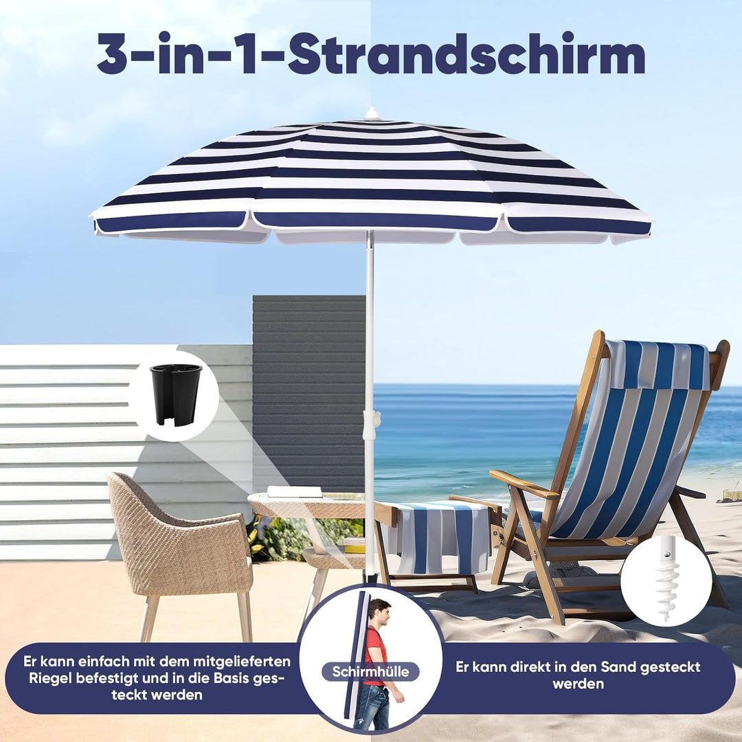 Sekey 160 cm Sonnenschirm Balkon mit Bodenhülse & Schutzhülle, Neigungs und Höhenverstellung, Sonnen