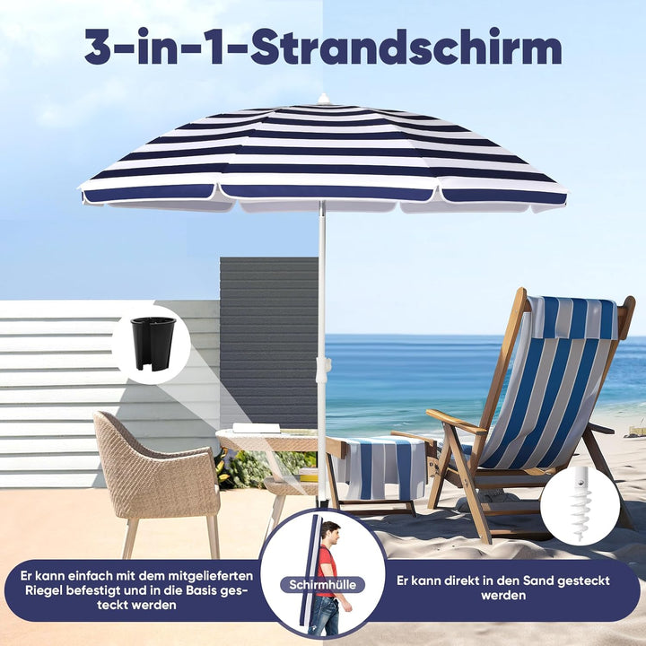 Sekey 160 cm Sonnenschirm Balkon mit Bodenhülse & Schutzhülle, Neigungs und Höhenverstellung, Sonnen