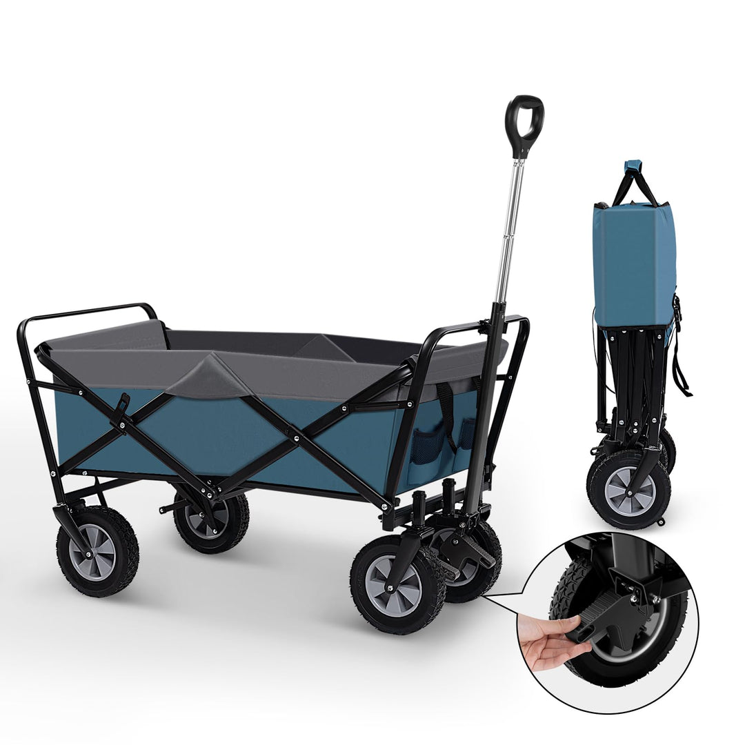 EUGAD Bollerwagen faltbar, 100 L Transportwagen mit verstellbarem Griff, tragbarer Strandwagen mit S