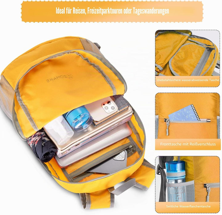 ZOMAKE Ultraleicht Faltbarer Rucksack Packbare Backpacks 20 L, Kleiner Faltbar Rucksäcke Wanderrucks