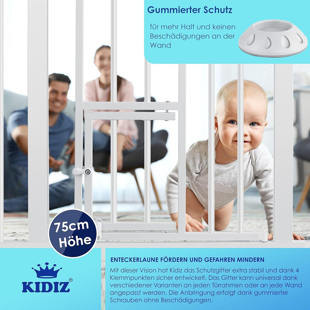 KIDIZ® Türschutzgitter Absperrgitter Treppengitter Kindergitter | mit Türe für Hunde und Katzen, Hau