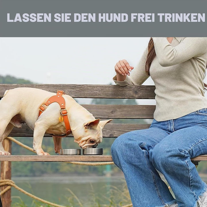 Trinkflasche Hunde für Unterwegs 950ml – Isolierte Edelstahl Hundetrinkflasche Wasserflasche mit Fut