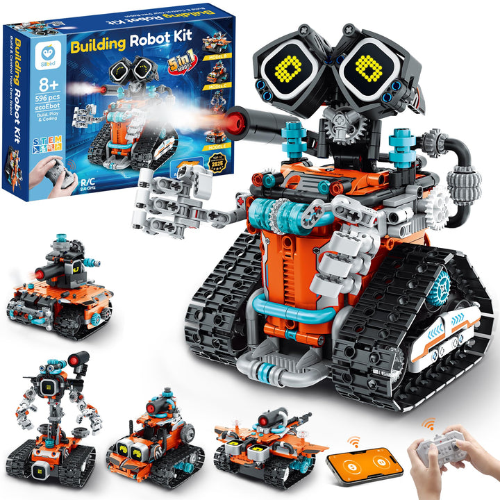 Sillbird Technik Roboter Kinder Bausatz, 5-IN-1 Technic Wall Roboter mit Licht- und Soundeffekte, Ba