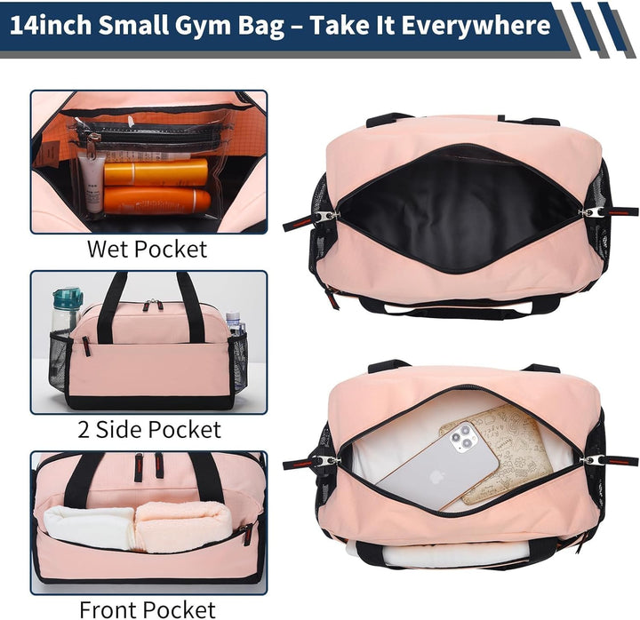 Kleine Sporttasche mit Nassfach - 35×20×20cm Handgepäck, Mini Duffle Bag mit Mehreren Fächern für Sp