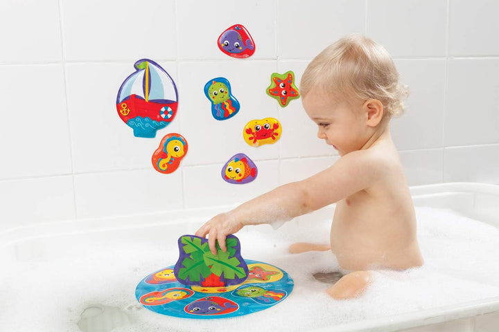 Playgro Badepuzzle, 9-teilig, Mit bunten Tiermotiven, Ab 6 Monaten, BPA-frei, Grösse: 25 x 25 cm, Fl