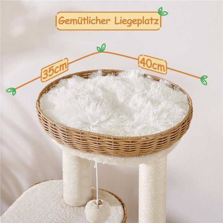 Yaheetech Kratzbaum Rattan Kletterbaum für grosse Katze bis 10 Kg, Stabiler Katzenbaum 91cm mit gros