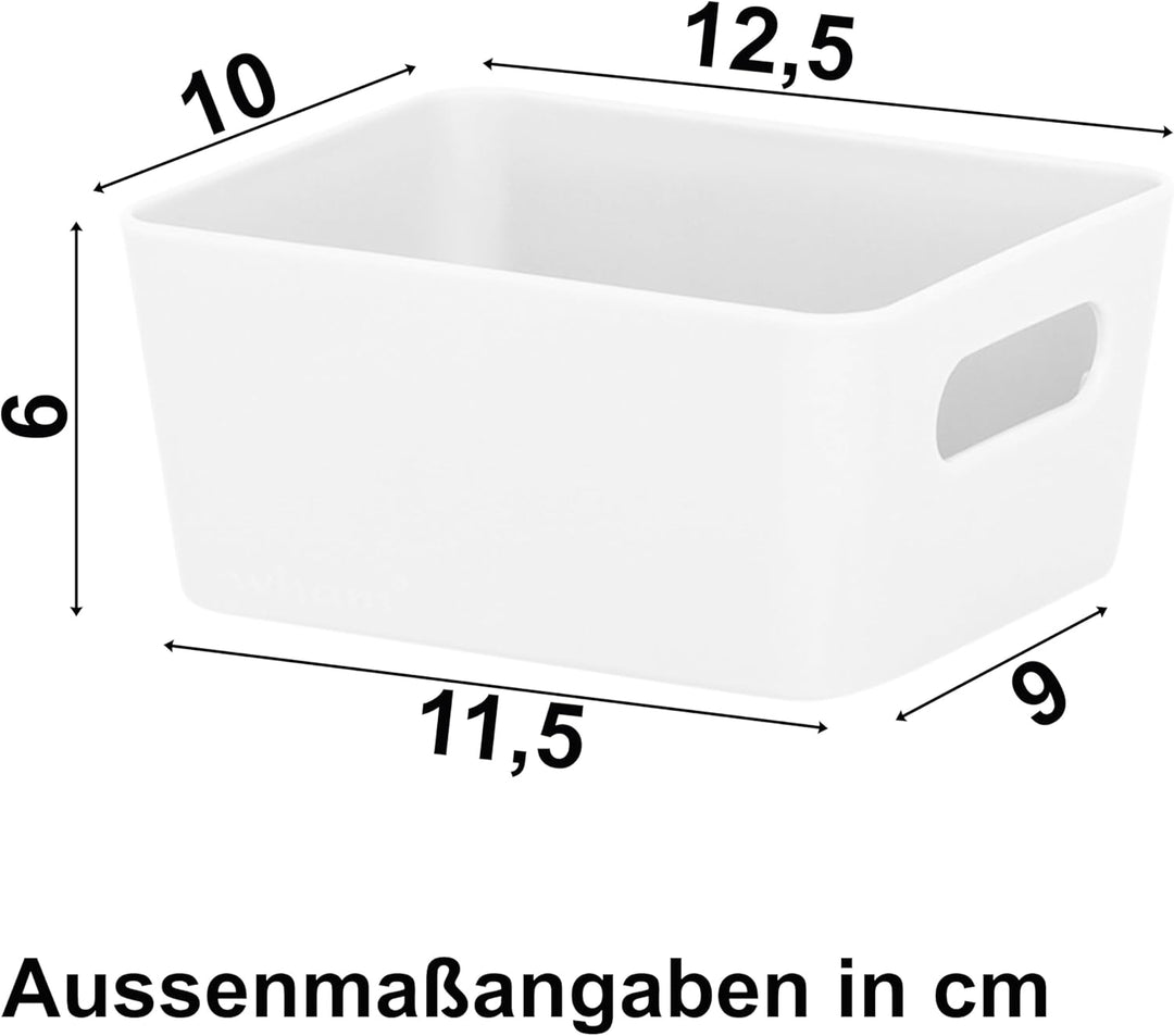 6x Ordnungsboxen - 6 cm hoch - WEIss - 12,5x10x6cm - 1 Liter - Ordnungskorb - Schubladenorganizer Sc