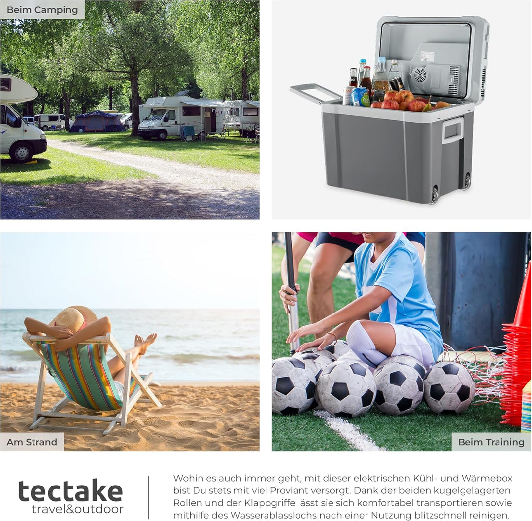 tectake® elektrische Kühl- und Wärmebox, 35 l Fassungsvermögen, mit ECO-Modus, Steckdosen- und Autoa