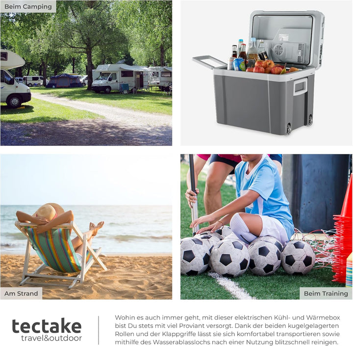 tectake® elektrische Kühl- und Wärmebox, 35 l Fassungsvermögen, mit ECO-Modus, Steckdosen- und Autoa