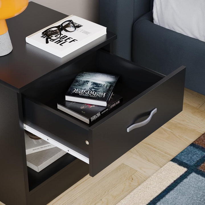 Vida Designs schwarz Nachttisch Schublade, Nachttisch, 1 Schublade, Nachttisch, Metall Griffe & Läuf