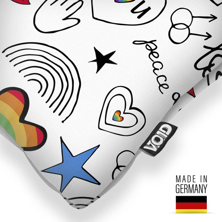 VOID Pride Grafik Regenbogen Kissenbezug Kissenhülle Polyester wasserfest Outdoor Indoor, Kissen Grö
