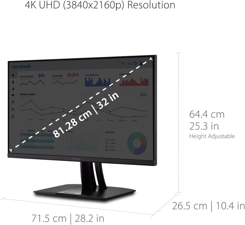 ViewSonic VP3256-4K 80 cm (32 Zoll) Fotografen Monitor (4K-UHD, IPS, 100% sRGB, HDMI, DP, USB-C inkl