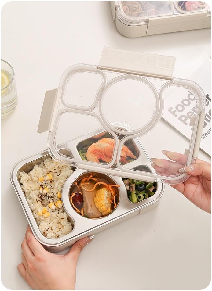 Brotdose Metall mit Trennfächern - Frühstückbox und Essensbox aus Edelstahl 304 1000 ml für Schule,