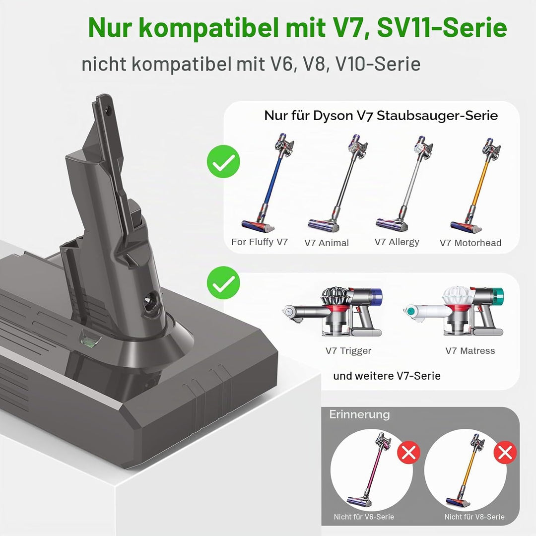 ARyee 4,6 Ah V7 Akku kompatibel mit Dyson V7 Series V7 Absolute, V7 Motorhead pro, V7 Trigger, V7 Fl