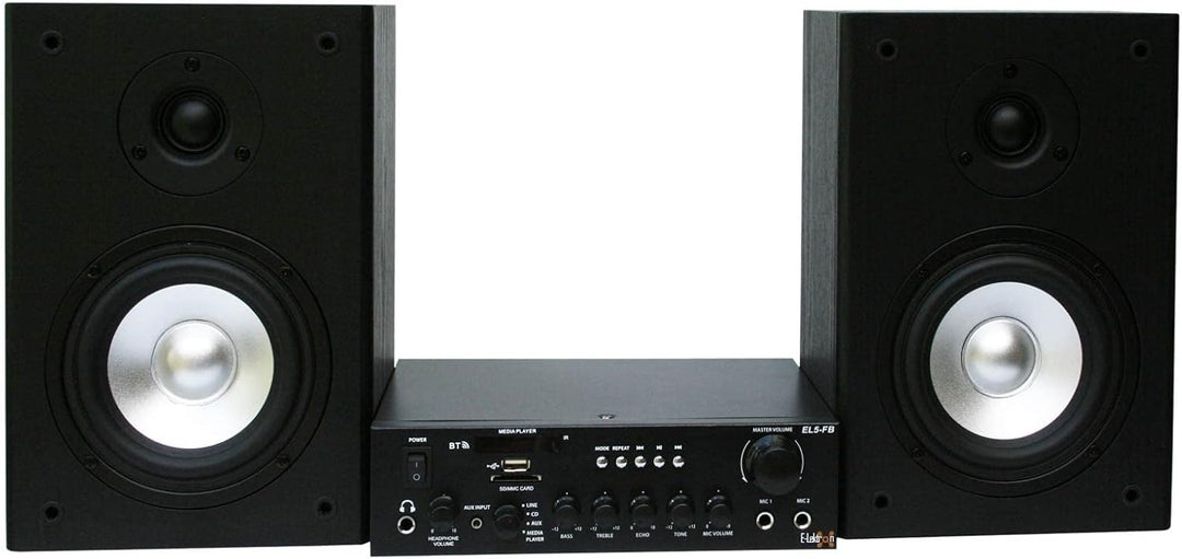 E-Lektron EL5-Set HiFi Stereo-Anlage Verstärker/Receiver & Regal-Lautsprecher USB/SD/FM/BT/AUX