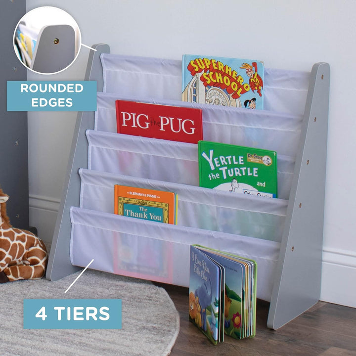 Humble Crew WO671 Kindermöbel - Kinder-Bücherregal aus Holz mit 4 Etagen, Grau/Weiss Grau Weiss, Gra