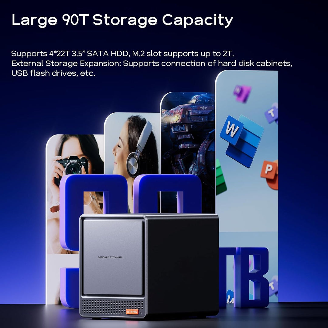 AOOSTAR Ryzen 7 5825U 4Bay NAS Mini PC, Kein RAM Keine SSD, NAS Desktop Computer 2*M.2 NVMe-Steckplä