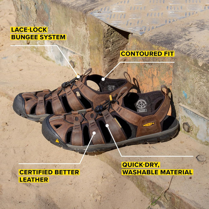 KEEN Clearwater CNX Herren Sandalen 44 EU Magnet Black Leder, 44 EU Magnet Black Leder