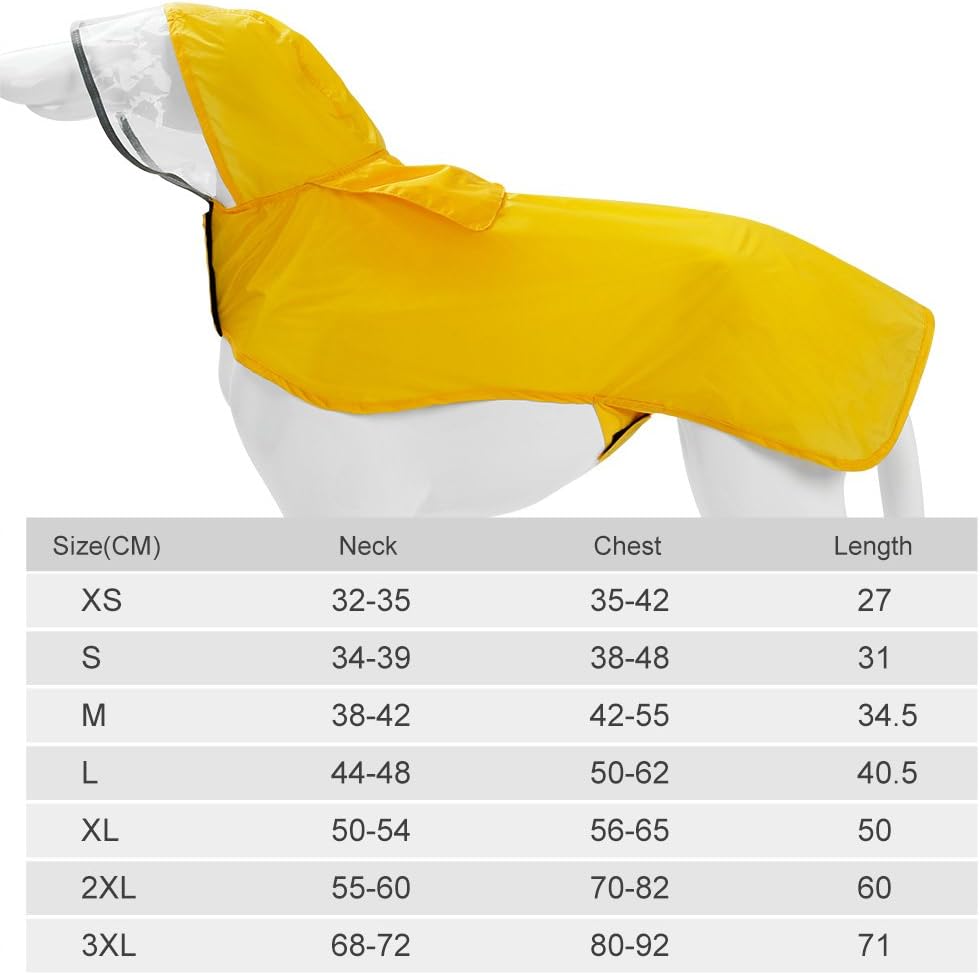 Regenjacke für Hunde, Wasserdichter Hundemantel mit Kapuze，Hundemantel Einstellbar für Kleine, Mitte