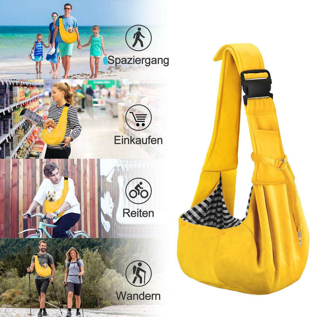 PETLOFT Tragetuch Hund, Reversibel Kleine Hundetrage, Einstellbar Pet Tragetuch, Freisprecheinrichtu