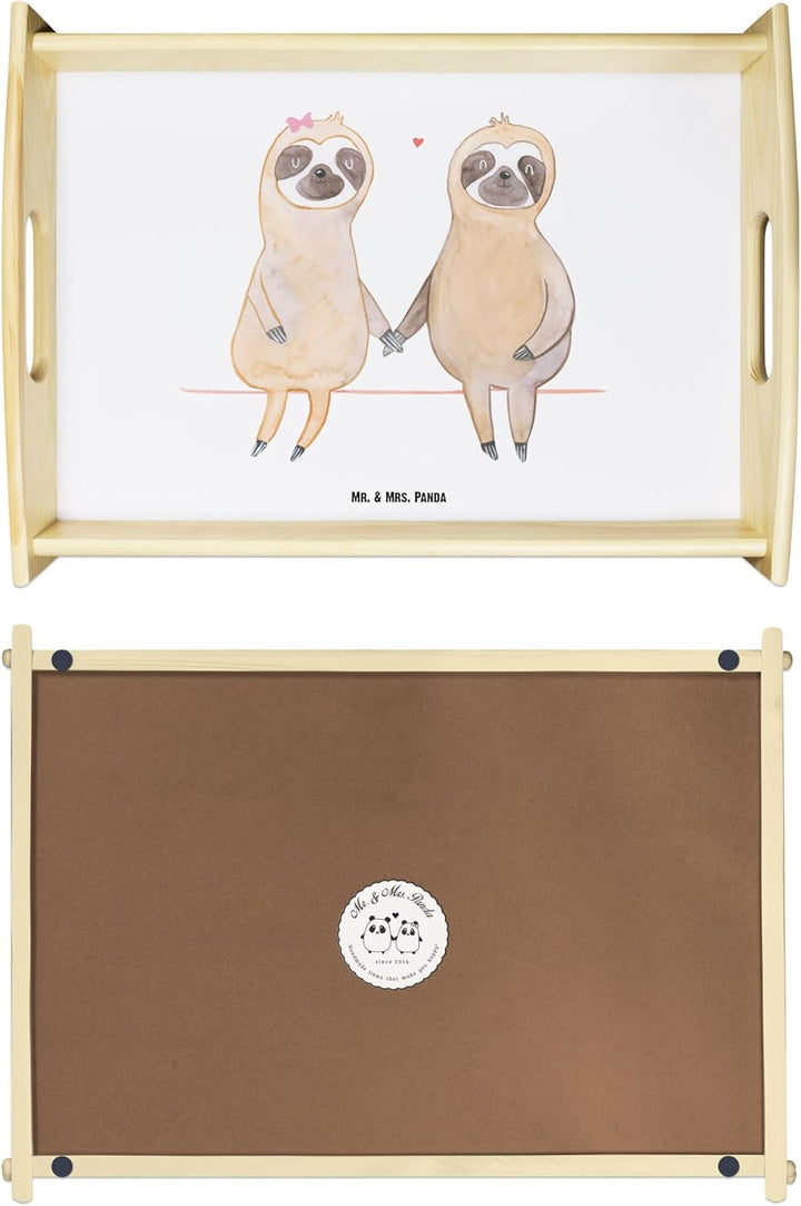 Mr. & Mrs. Panda Sofa Tablett Faultier Pärchen - Geschenk, Servier, Bett-Tablett, Lieblingstier, Lie