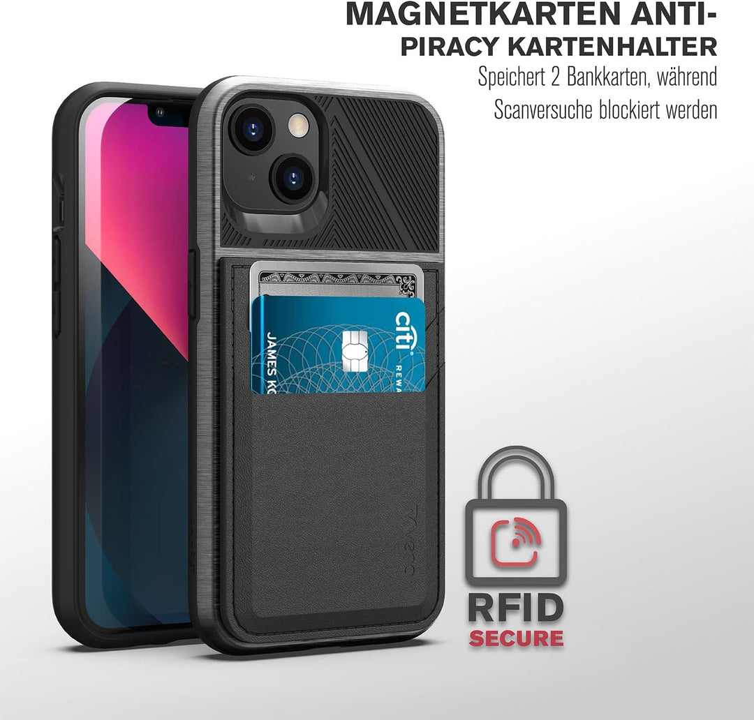 VENA Legacy RFID-Anti-Diebstahl-Kartenhalter Hülle kompatibel mit Apple iPhone 13 (15,5 cm), schlank