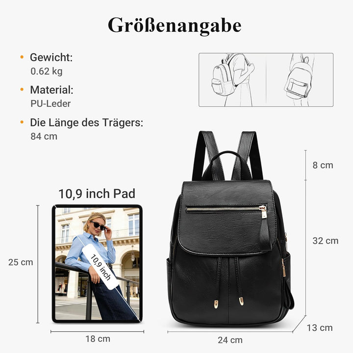 DEEVORCA Damen Mode Einfach Rucksack Lässig Arbeiten Dayback Schultertaschen Reisen Einkaufen PU Led