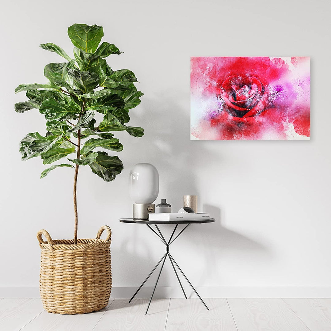 Feeby Vlies Leinwandbild Rose Blumen Natur Blumenmotiv 120x80 cm Druckbild Wandbild Wanddekoration D