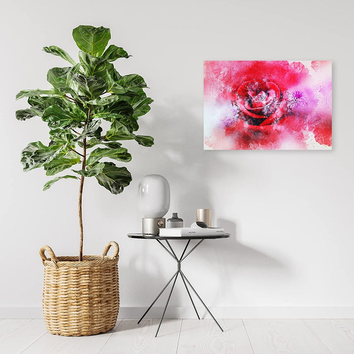 Feeby Vlies Leinwandbild Rose Blumen Natur Blumenmotiv 120x80 cm Druckbild Wandbild Wanddekoration D