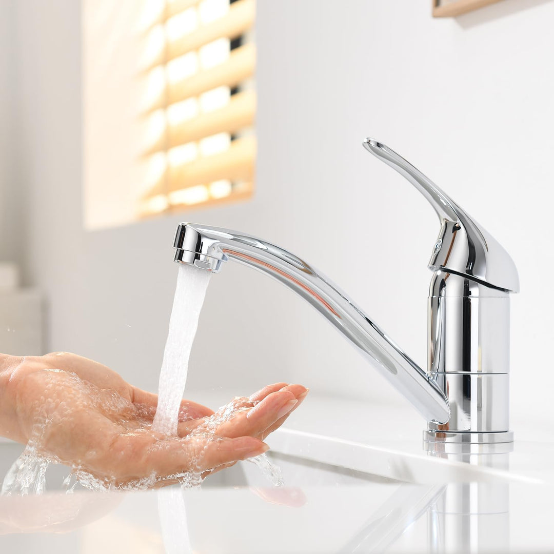 Wasserhahn Bad Klein Waschtischarmatur, Waschbecken Armaturen 360° Drehbar, Armatur Badezimmer Einhe