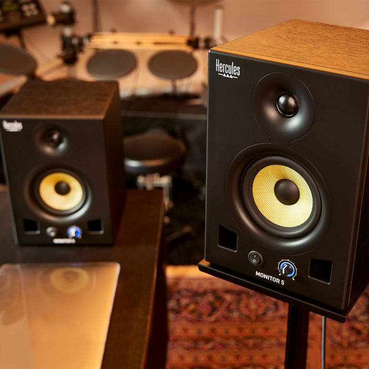 Hercules Monitor 5 - Paar aktive Bi-amplified Monitor Lautsprecher 2 x 80 Watt Monitor 5 Single, Mon