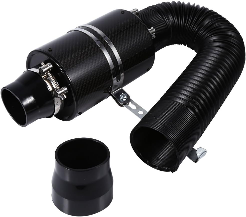 Kalten Lufteinlass Kit Kohlefaser Sportluftfilter Auto Luftfilter Intake Flow Hose Pipe, 3"