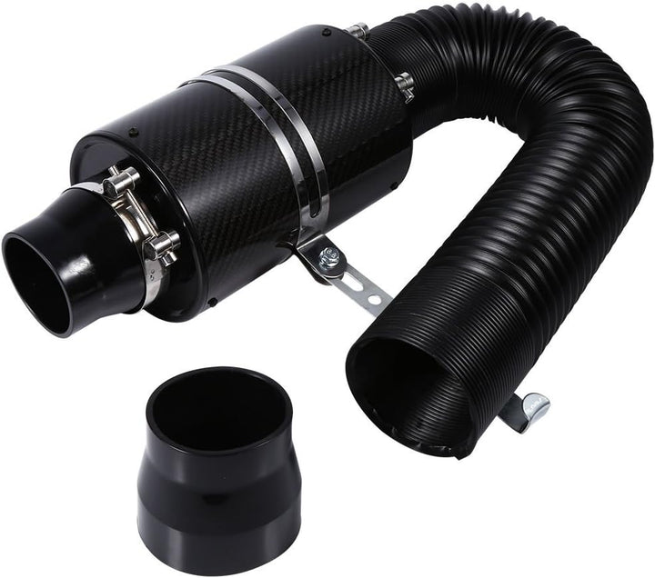 Kalten Lufteinlass Kit Kohlefaser Sportluftfilter Auto Luftfilter Intake Flow Hose Pipe, 3"