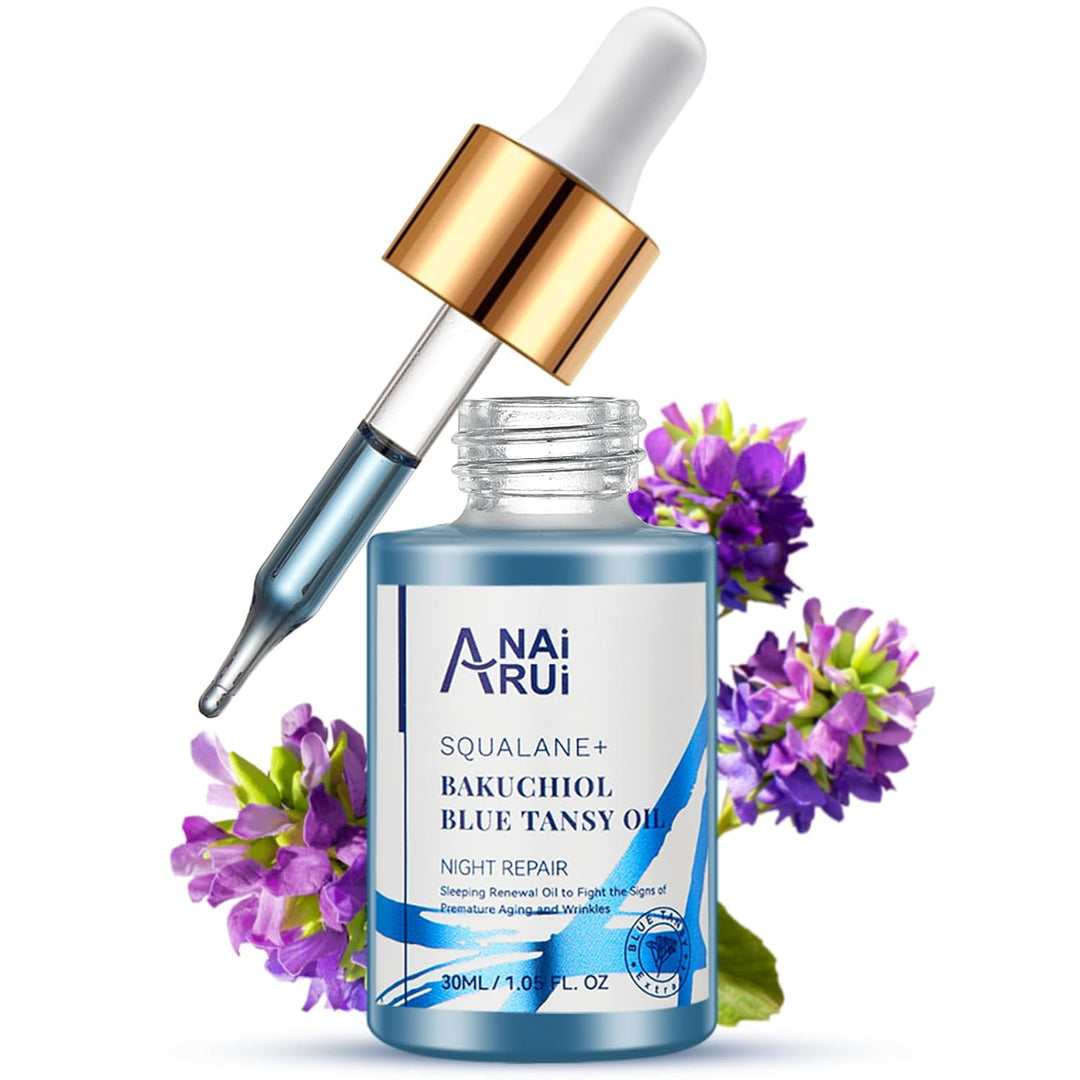 ANAiRUi Bakuchiol Oil, Pflanzenöl, natürliche Retinol Alternative, mit blue Tansy, Squalan, Jojoba,
