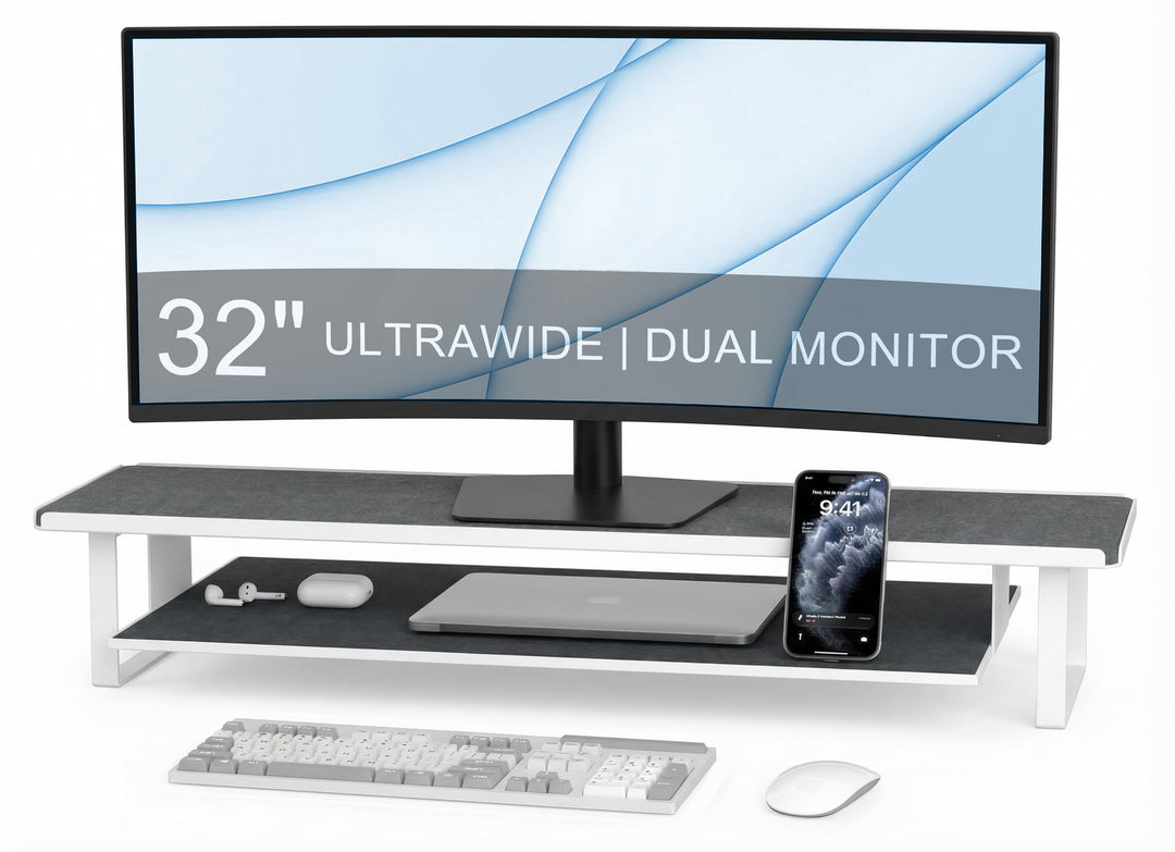 Dual Monitorständer Erhöhung 80cm – Schwerlast Karbonstahl Bildschirmerhöhung 2 Ebenen mit Ausziehba