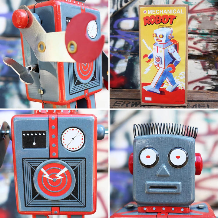 Superfreak Roboter - Mechanical Robot - grau - Blechroboter - Retro Blechspielzeug Modell 03, Modell