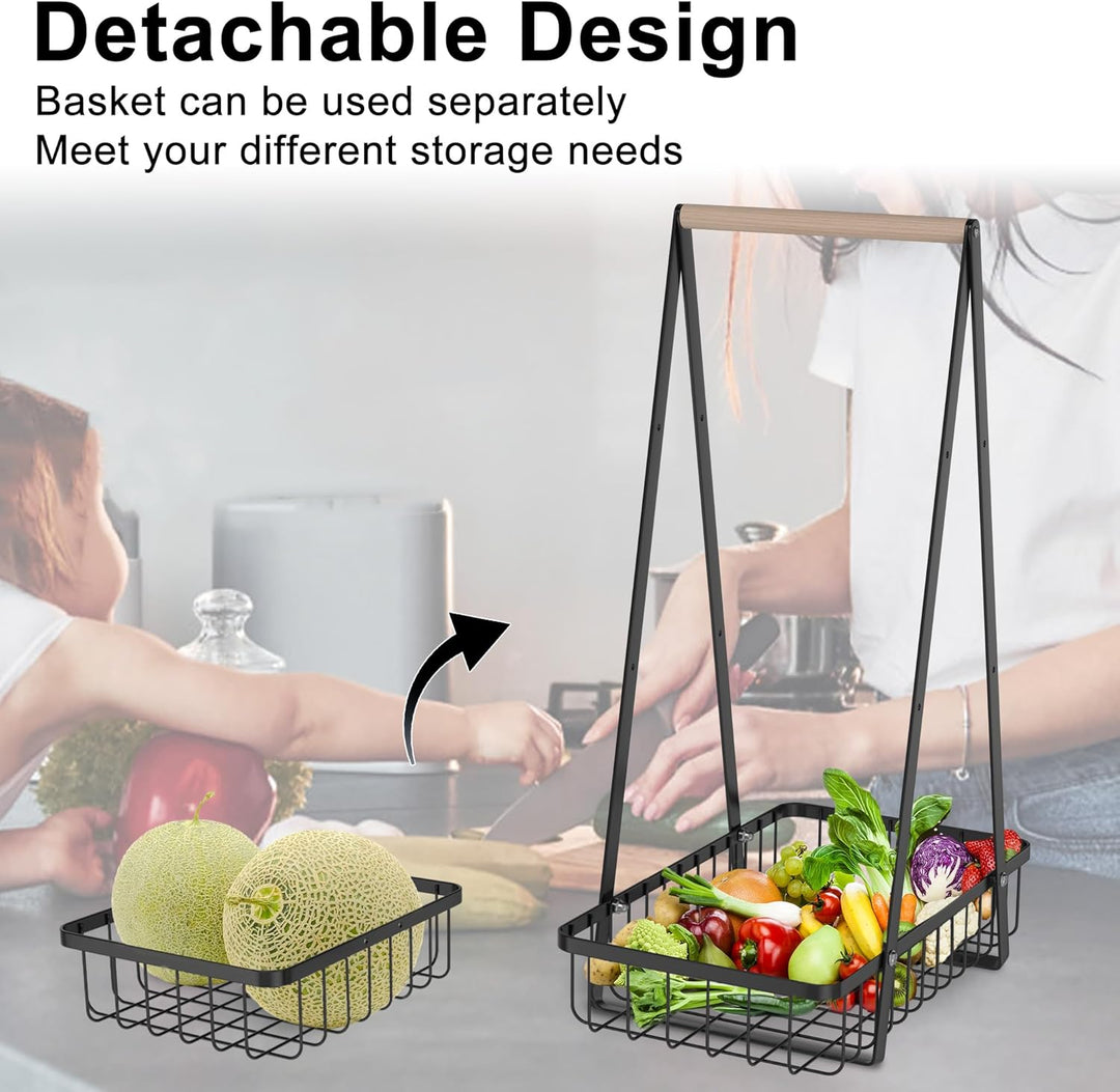 AufuN Obst Etagere, 3 Stöckig Obstkorb Rack Obstschale aus Metall, Abnehmbar Obst Halter Küche Ablag