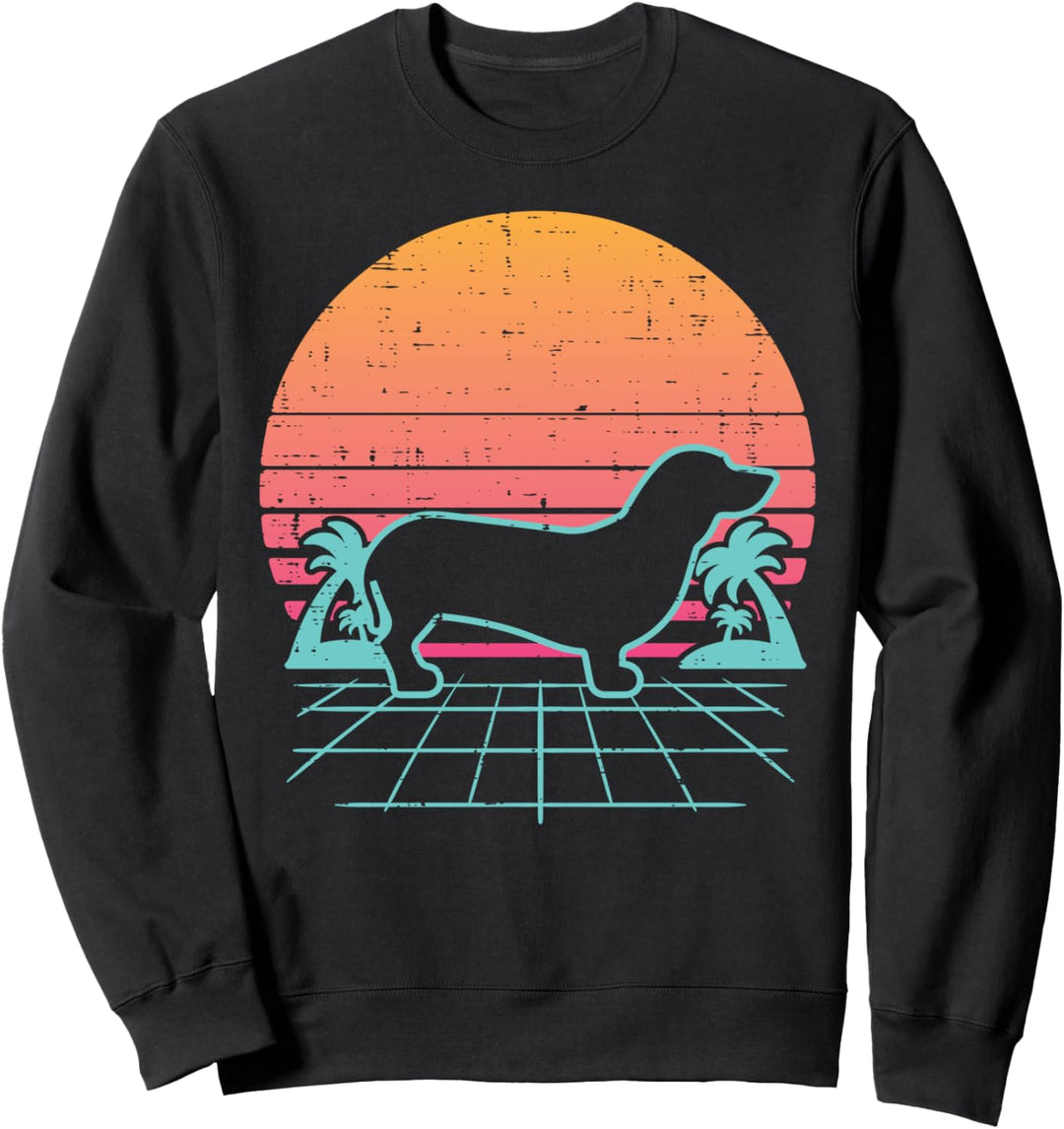 Vaporwave Aesthetic Dachshund Weiner Dog 80s Animal Pet Gift Sweatshirt
